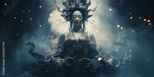 Guanyin, Chinese goddess of mercy. Generative AI