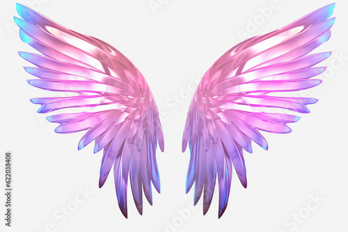holographic angel wings on a white background Generative AI 