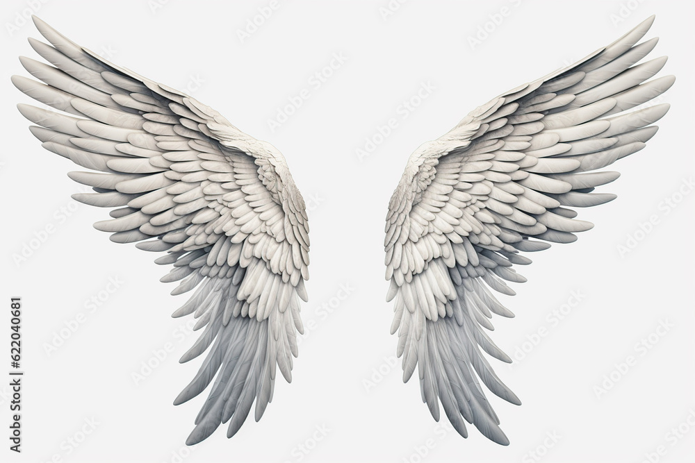 Silver angel wings on a white background Generative AI
Silver angel wings on a white background Generative AI