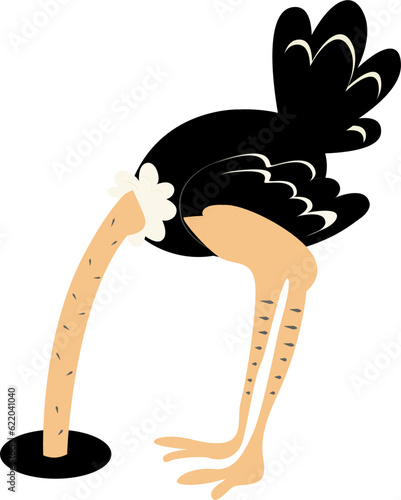 Scared ostrich hiding