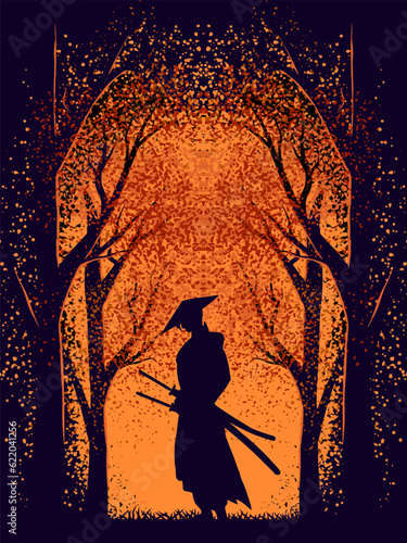 vector silhouette samurai ninja illustration design