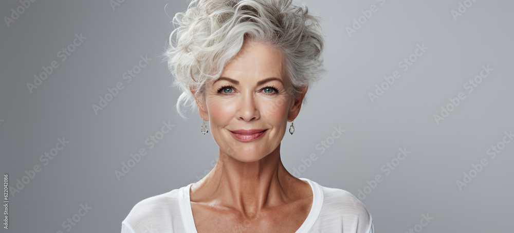 portrait of a mid aged caucasian woman.  Image generative AI.