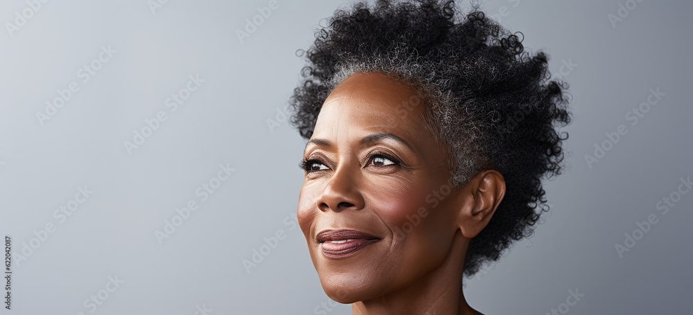 portrait of a middle age afroamerican woman. Beauty and care or antiage treatment concept. Image generative AI. portrait of a middle age afroamerican woman. Beauty and care or antiage treatment concept. Image generative AI.