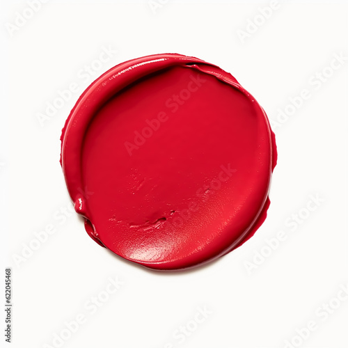 Canvastavla Beauty swatch and cosmetic texture, circle round red lipstick sample isolated on
