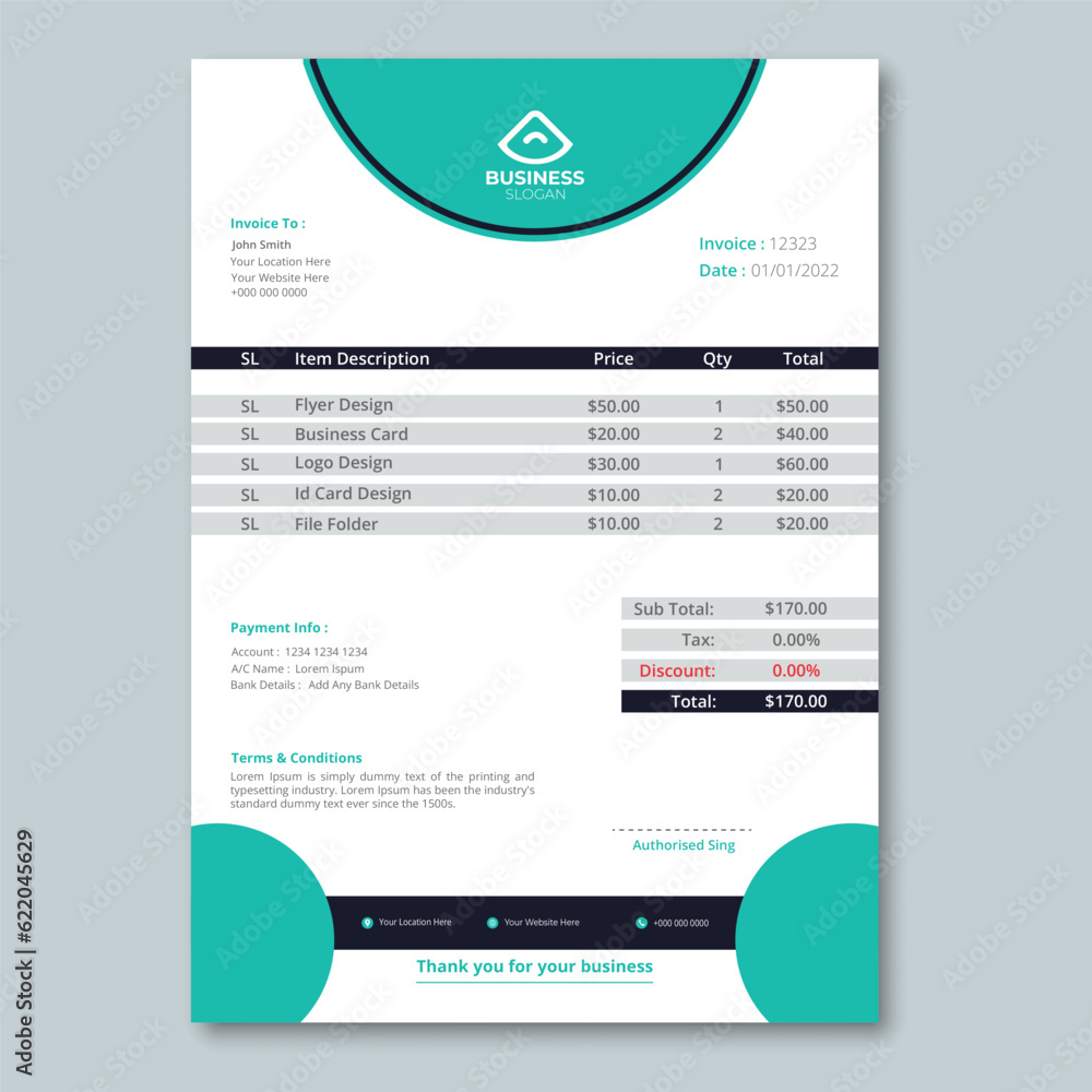 Business invoice design and template  and invoice design for your Company