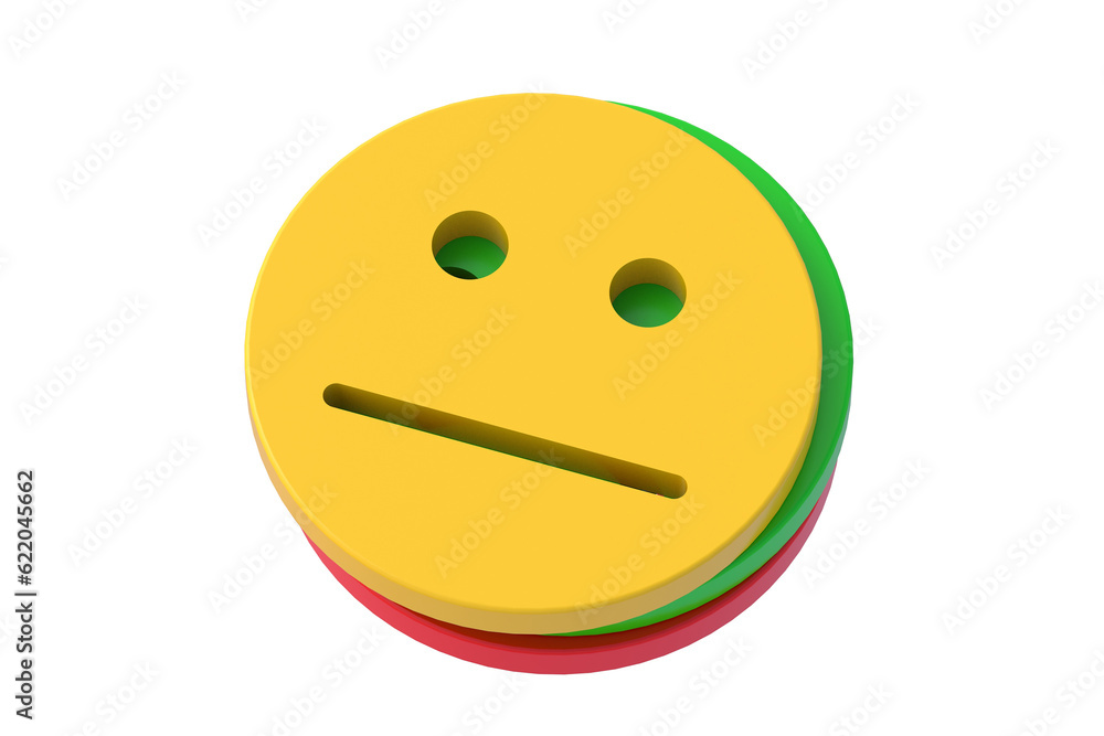 Stack of emotion faces isolated on white background. 3d render