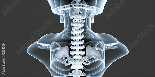 X-ray of cervical vertebrae: An image of the seven vertebrae in the neck region - Generative AI