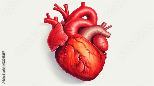 Human heart on white background, Colored, creative illustration in futuristic style. Visual for design of medical