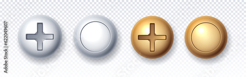 Set of metal bolt heads