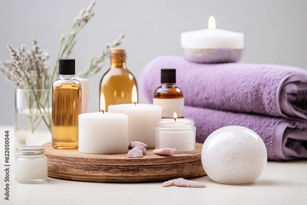 spa setting with candles spa setting with candles