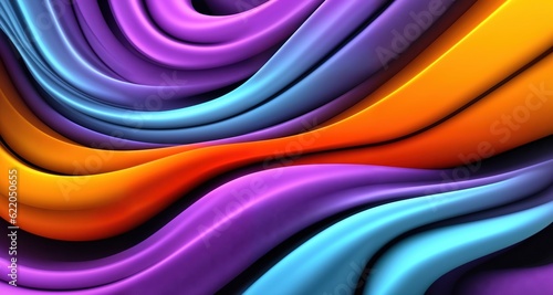 Abstract background with colorful rainbow waves. Ai generative.
