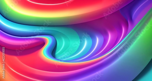 Abstract background with colorful rainbow waves. Ai generative.