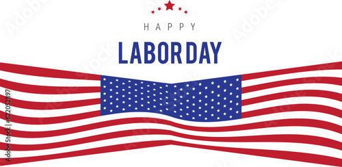 Cartel de dia laboral con tipografía la bandera americana sobre un fondo blanco. Vector 