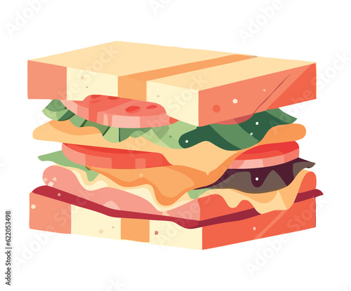 Gourmet sandwich with fresh vegetables and meat