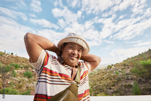 Differently-abled traveller Smiling on Summer Vacation