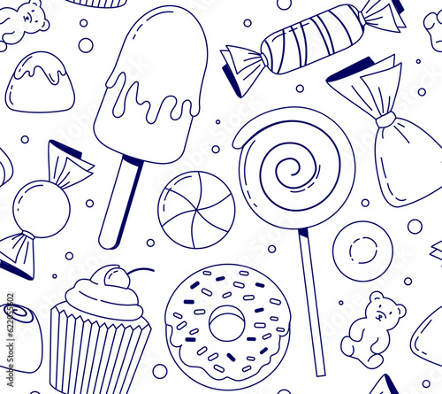 Outline candies seamless pattern