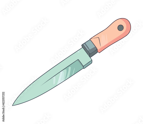 Sharp steel blade, handle in hand Danger