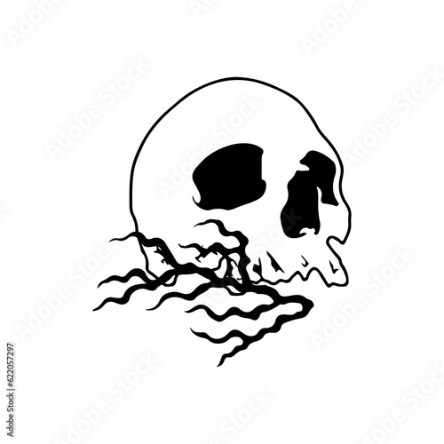 skull illustration vector with concept