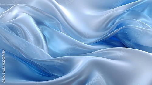 White and blue transparent fabric abstract background. Ai generative © DjoDee