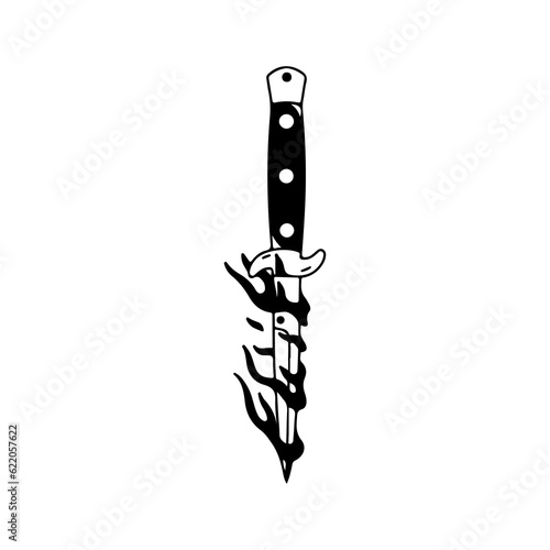 vector illustration of knife with fire concept