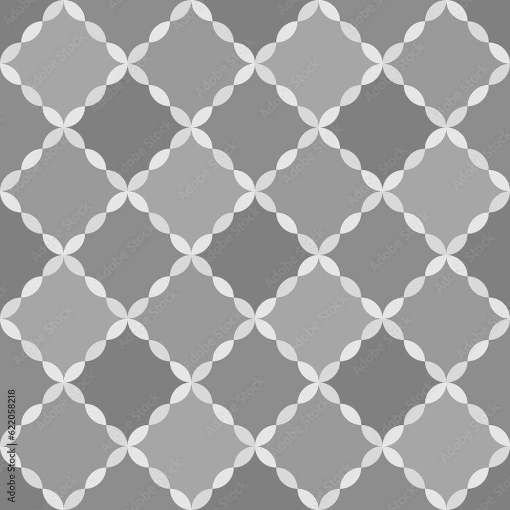 Fototapeta premium Seamless surface pattern design with grey quilts. Ethnic carpet background. Patchwork wallpaper. Quilt blanket motif. Digital paper with retro ornament for textile print, page fill. Vector art work.