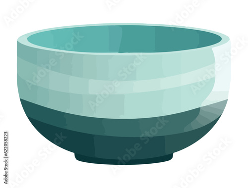 Blue pottery bowl on white background