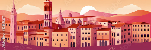 Florence city panorama, urban landscape with modern buildings. Business travel and travelling of landmarks. Generative AI