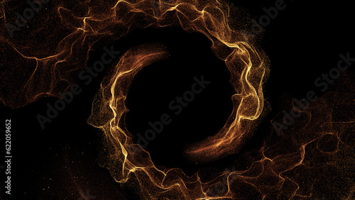 Foto Golden energy particles wave abstract background