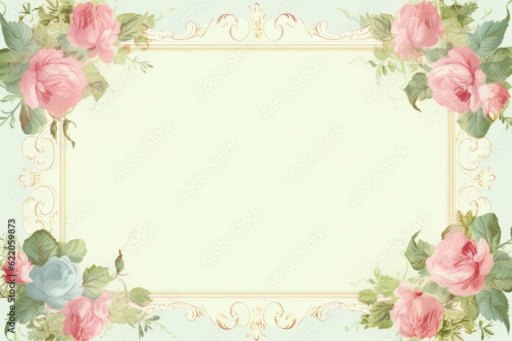 Blank vintage floral paper background for printable digital paper, art stationery and greeting card illustration