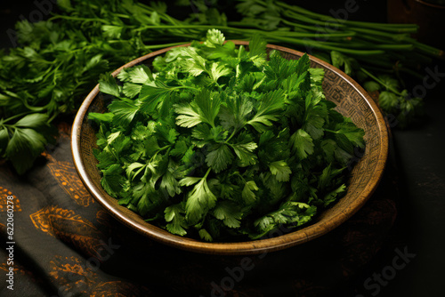 Fresh Green Herb: Vibrant Parsley as a Food Seasoning - Generative AI
