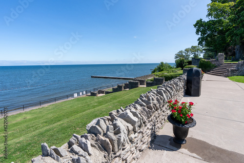 view of Lake Ontario and Olcott Beach from Krull Park in Olcott, New York