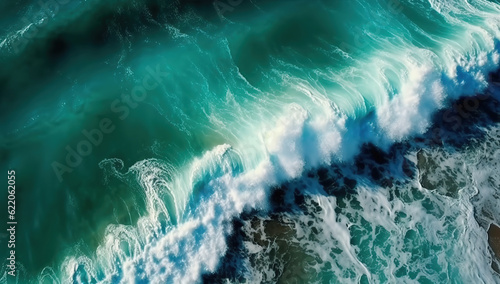 Ocean wave from above. Abstract seascape background