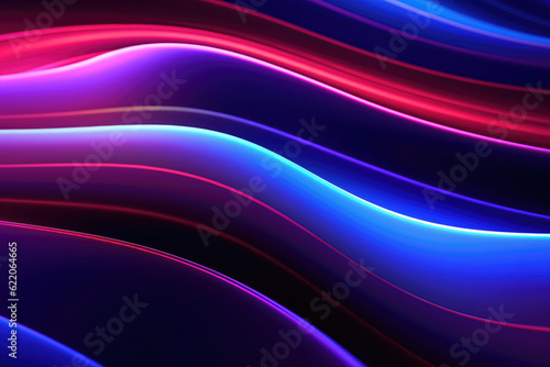 Abstract colorful background illuminated with colorful neon light. Glowing curvy line. Simple wallpaper. Generative Ai, Ai.