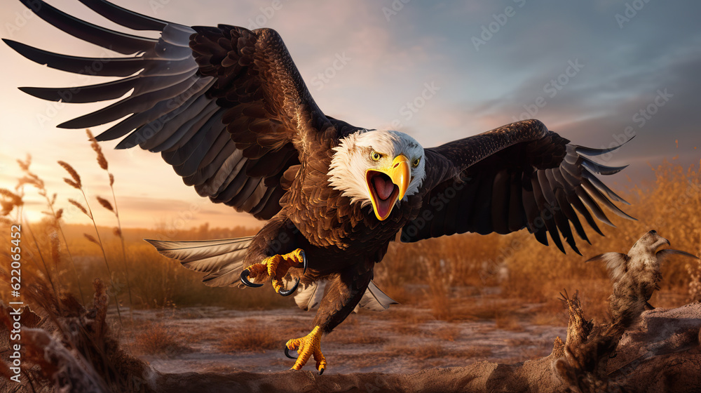 Obraz premium Bald Eagle Attack