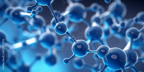 Blue molecule structure 3D illustration