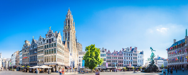 Tableau sur plexiglas Anvers Vue panoramique d'Anvers toits et clochers  © CPN