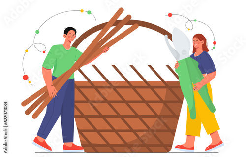 People with basket weaving concept