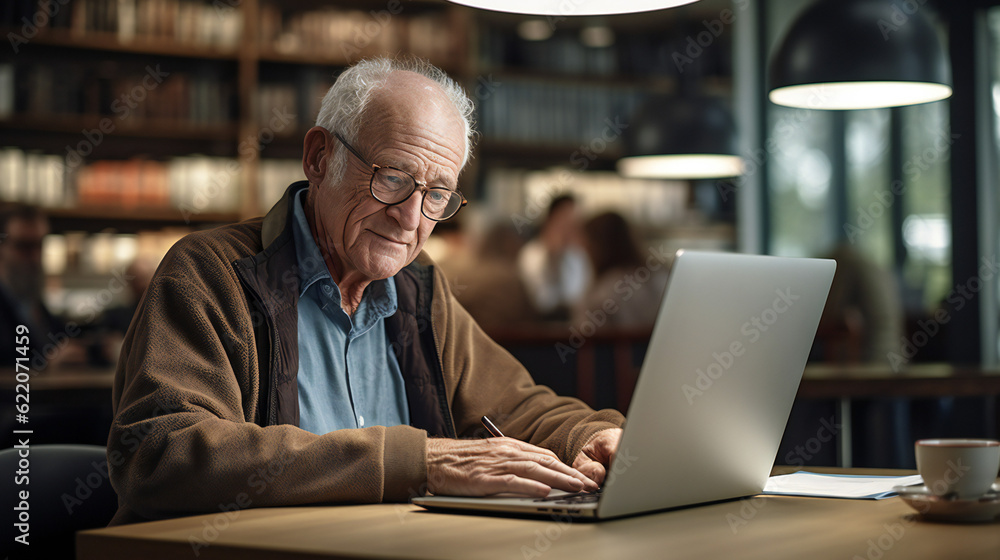 Senior man working on laptop Senior man working on laptop