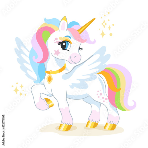 Cute cartoon character happy unicorn vector illustration 8