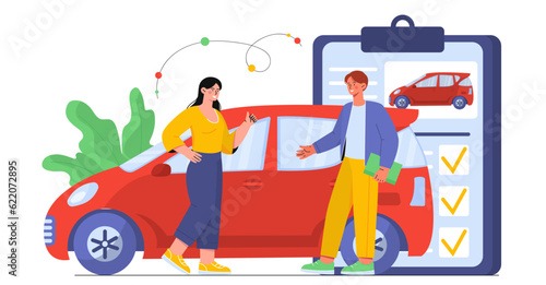 Car showroom manager with client concept