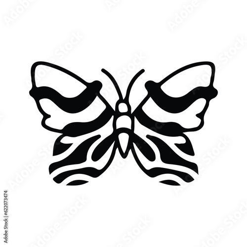 Hand drawing butterfly in black and white, suitable for butterfly logos, butterfly silhouettes.