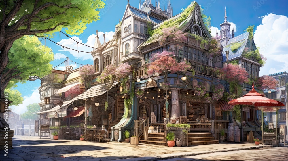 Obraz premium The town of the city. AI generated art illustration.