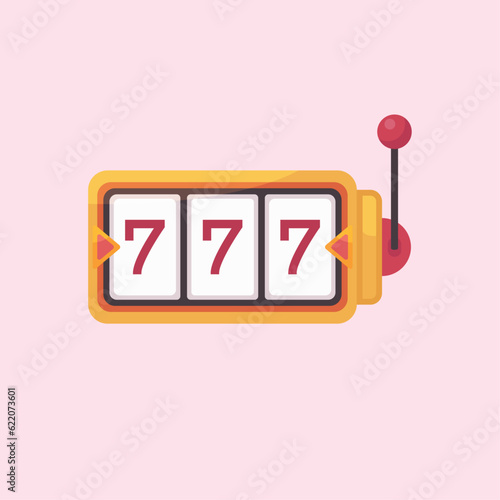 Golden slot machine. Lucky seven wins jackpot. 