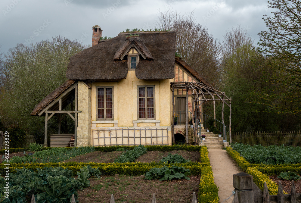 An old farm, with a well-maintained rustic facade and thatched roof, with a spacious yard with land prepared for growing vegetables and beautifully trimmed thuja trees for decorative purposes. An old farm, with a well-maintained rustic facade and thatched roof, with a spacious yard with land prepared for growing vegetables and beautifully trimmed thuja trees for decorative purposes.