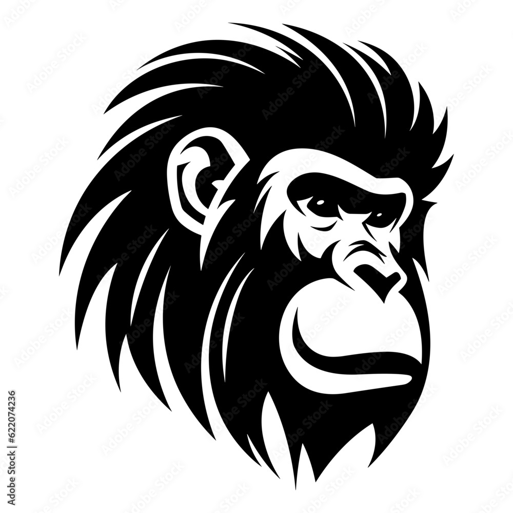 Monkey baboon head face logo black silhouette svg vector