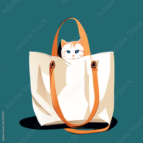 cat in a bag, vector illustration flat