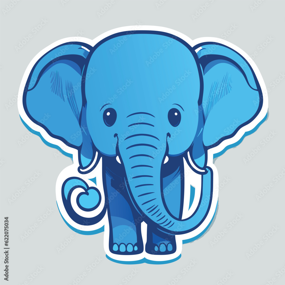 Fototapeta premium blue mini elephant, vector illustration flat