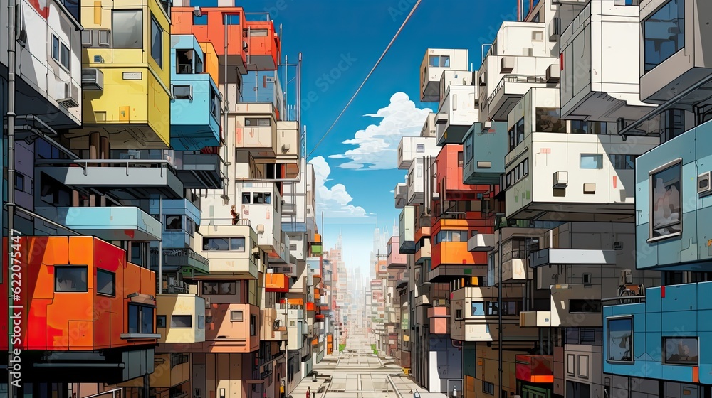 Street country. AI generated art illustration. Street country. AI generated art illustration.