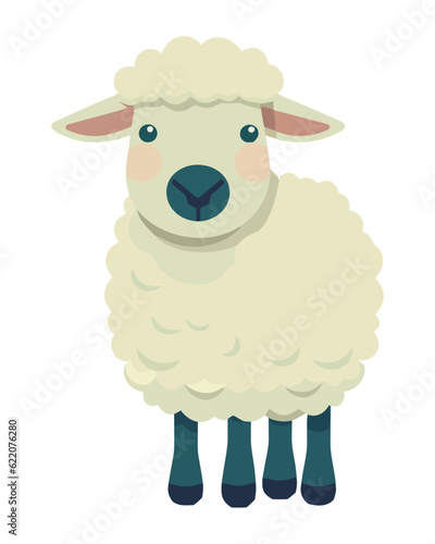 Cute cartoon lamb standing animal