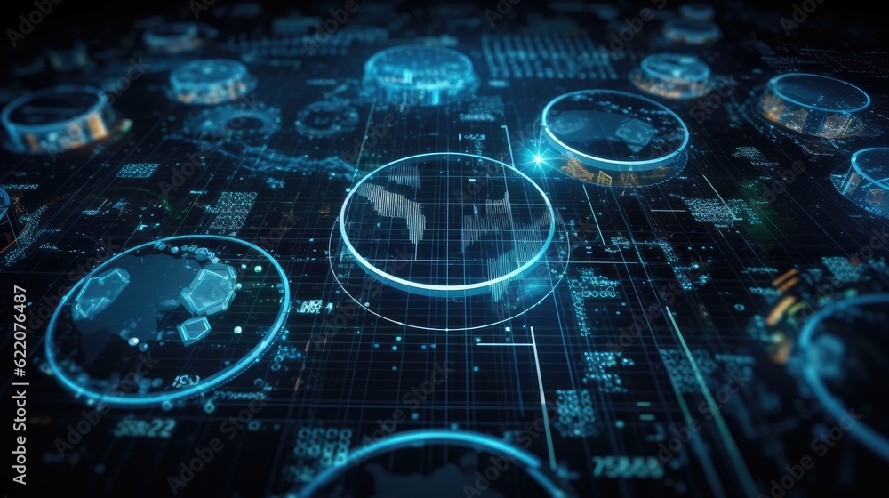 Fototapeta premium Blue information technology background material